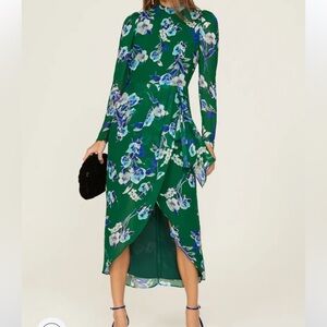 Yumi Kim Tully Garden Emerald Beverly Dress size XS Floral High Neck